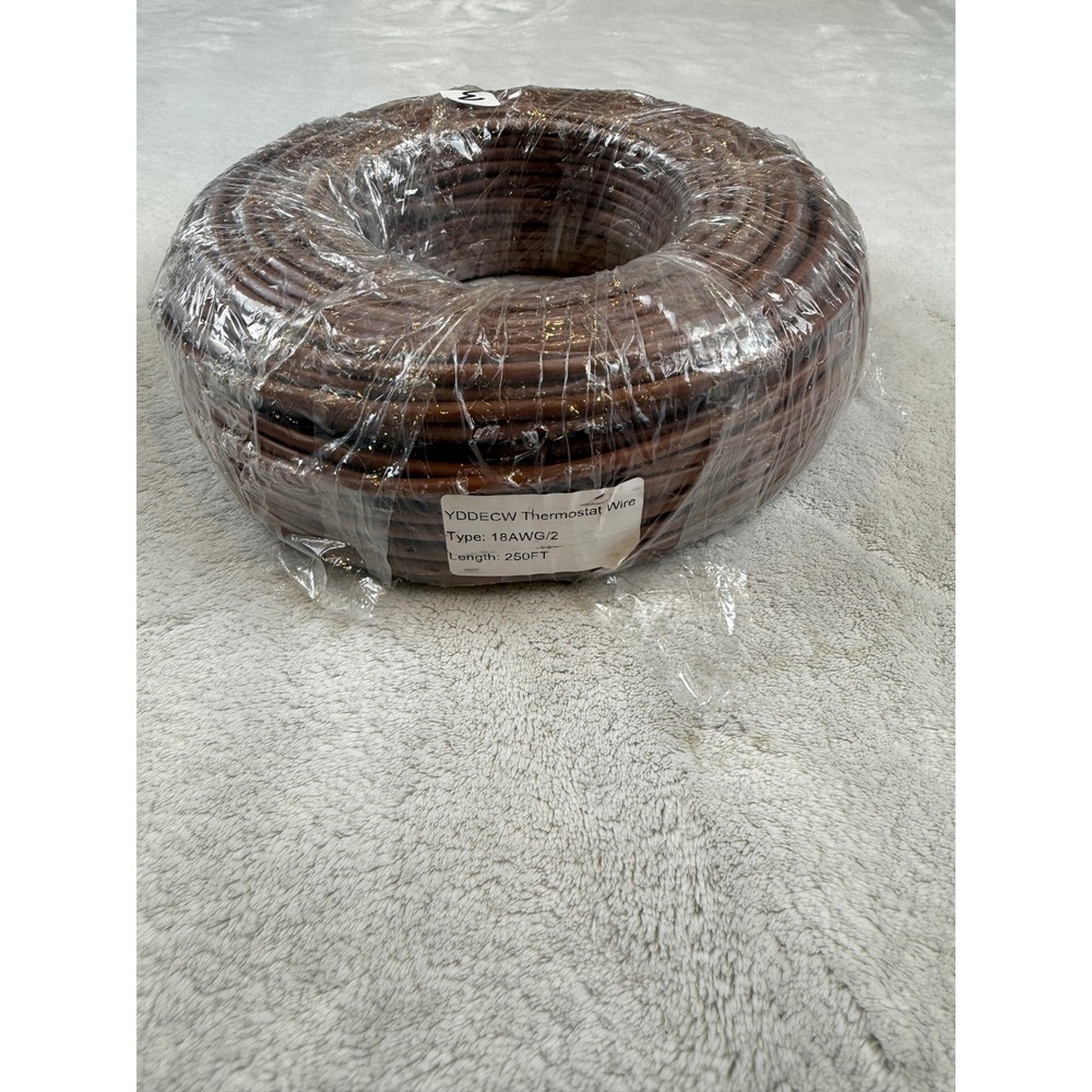 YDDECW 18 AWG 2 Conductor Thermostat Wire 250FT Brown HVAC Low Voltage Copper
